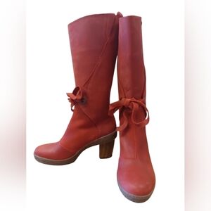 El Naturalista Red Leather Heeled Boots EUC Size36